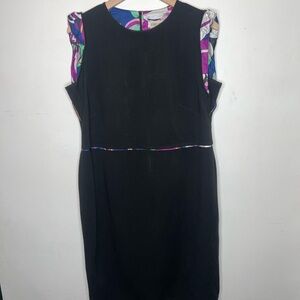 Emilio Pucci Black Sheath Mini Dress with Purple Puff Sleeves